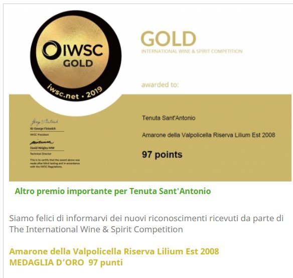 Tenuta Sant'Antonio - [意大利直送] Amarone Della Valpolicella Riserva Lilium Est 2008 (single case set)